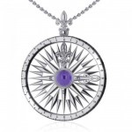 Follow the Compass of your life ~ Sterling Silver Pendant with Gemstone