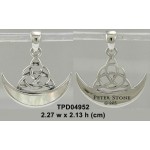 Celtic Knotwork Triquetra with Inlaid Crescent Moon Sterling Silver Pendant with Gemstone