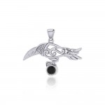 Corbeau esprit celtique avec pendentif en argent gemstone
