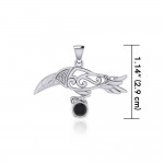Celtic Spirit Raven with Gemstone Silver Pendant