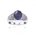Abstract Elegance Silver Ring with Oval Gemstone