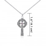 Grand pendentif en pierre précieuse en croix celtique en argent et ensemble de chaînes