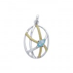 Contemporary Design Sterling Silver and Gold Pendant