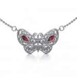 Spread Your Wings Like a Butterfly Small Silver Necklace with Gemstone