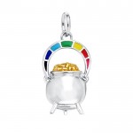 Therebs magic in a rainbow pot of gold ~ Sterling Silver Goddess Danu Charm with 14k Gold accent