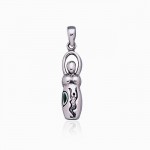 Engraving Goddess Silver Pendant with Inlay Stone