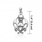 Skull with Flames Silver Pendant