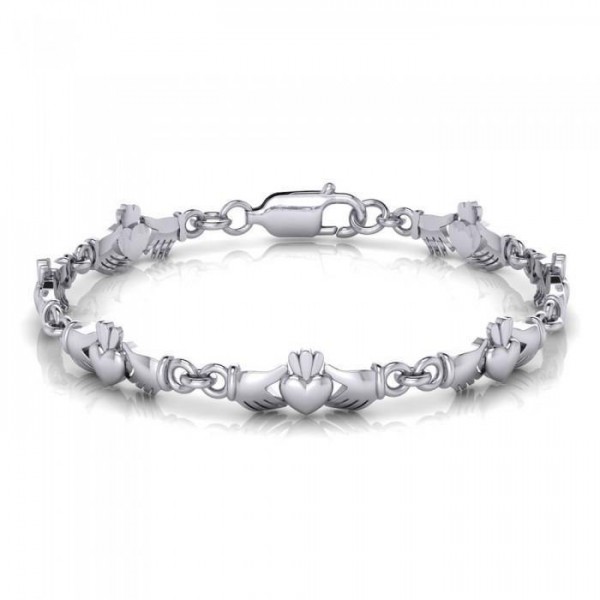 Irish Claddagh Silver Bracelet