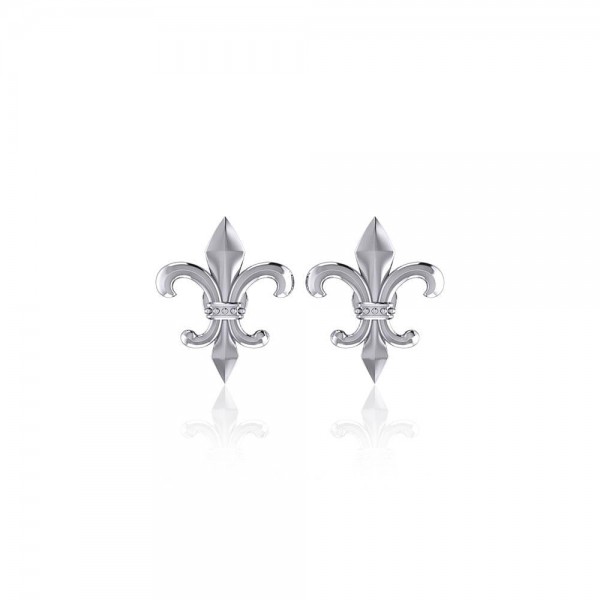 Fleur De Lis Silver Post Earrings