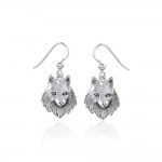 Wonderful Wolf Head Sterling Silver Earrings