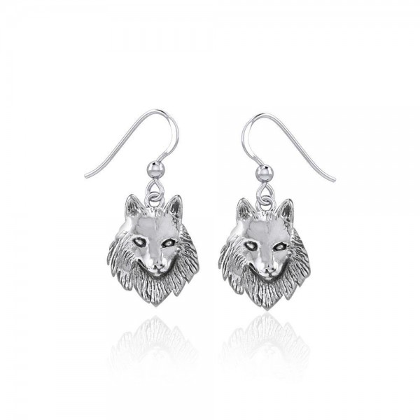 Wonderful Wolf Head Sterling Silver Earrings