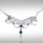 An ancient representation of wonder and endless cycles ~ Celtic Knotwork Sterling Silver Necklace with Gemstone