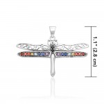 The Enchanting Light of the Dragonflybs Iridescent Wings Silver with Chakra Gemstones Pendant