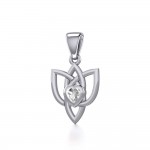 Celtic Knotwork Silver Pendant with Heart Gemstone