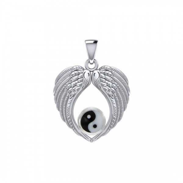 Feel the Tranquil in Angels Wings Silver Pendant with Yin Yang