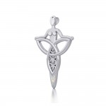 Celtic Trinity Knot Goddess Silver Pendant with Inlay