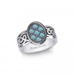 Oval Celtic Ring with Gemstones