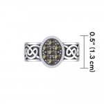 Oval Celtic Ring with Gemstones
