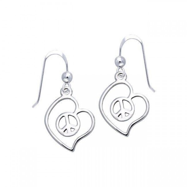 Love Peace Silver Earrings