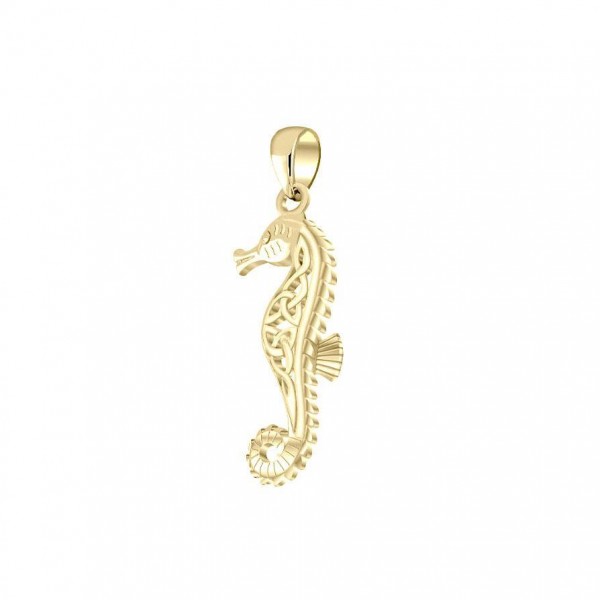Celtic Knots Gold Seahorse Solid Gold Pendant