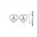 Coeur avec Trinity Knot Silver Post Boucles d’oreilles