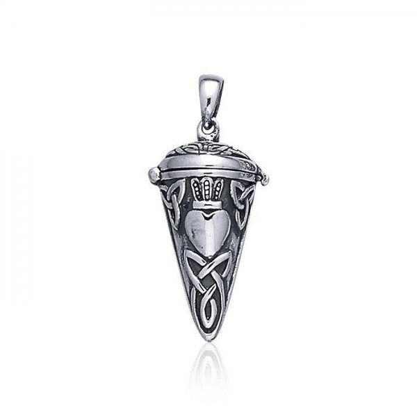 La grandeur de l’amour ~ Celtic Knotwork Irish Claddagh Sterling Silver Pendulum Pendulum