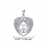 Feel the Tranquil in Angels Wings Silver Pendant with Peace