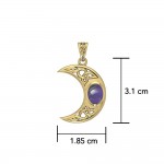 Blue Moon Solid Gold Pendant with Gemstone