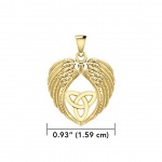 Feel the Tranquil in Angels Wings Solid Gold Pendant with Trinity Knot