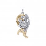 Celtic Mermaid Goddess Sterling Silver and Gold Pendant