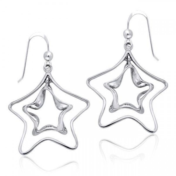 A classic star with a twist ~ Sterling Silver Jewelry Hook Earrings