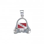 Shark Jaw with Dive Flag and Hawaii Island Silver Pendant