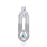 Modern Geometric Recovery Silver Pendant with Gemstone