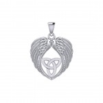 Feel the Tranquil in Angels Wings Silver Pendant with Trinity Knot