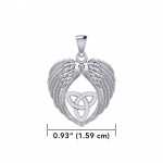 Feel the Tranquil in Angels Wings Silver Pendant with Trinity Knot