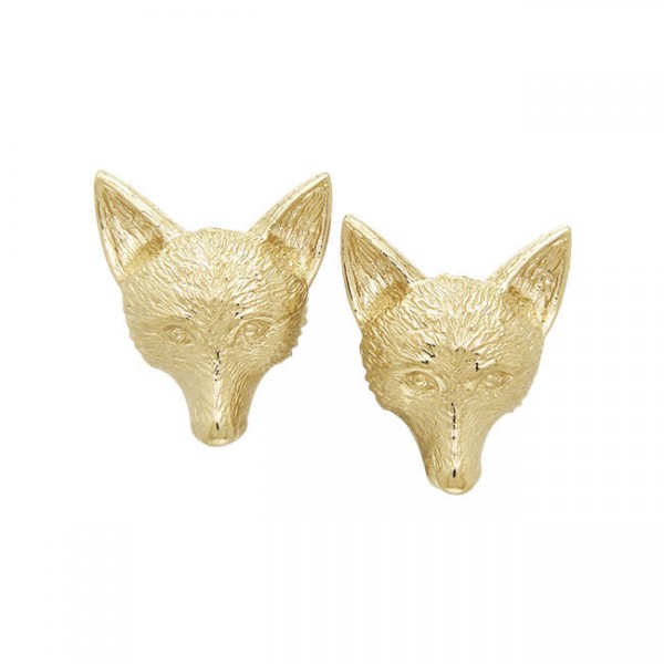 Vermeil Large Fox Post Earrings