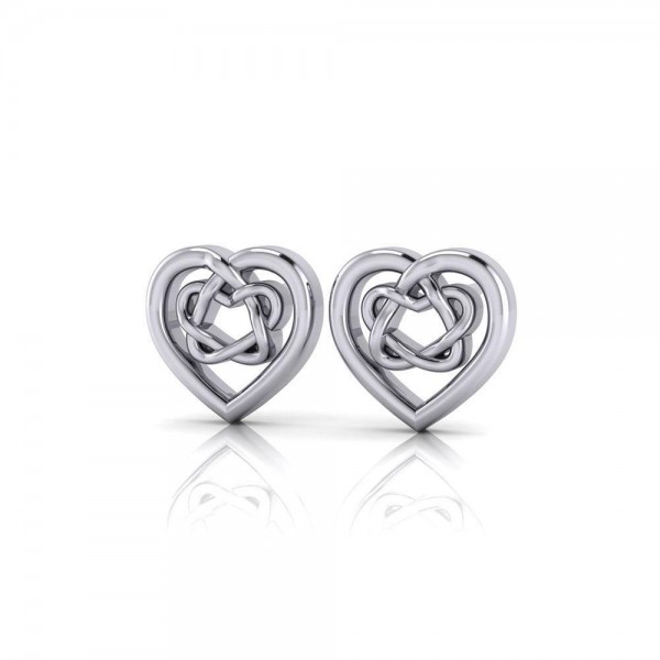 A heartfelt treasure to keep ~ Celtic Knotwork Heart Sterling Silver Post Earrings