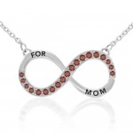 Infinity Love For Mom Silver Large Necklace with Gemstone
