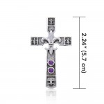 Enlightened by the symbolism of Fleur-de-Lis in the sacred cross ~ Sterling Silver Jewelry Pendant