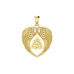 Feel the Tranquil in Angels Wings Solid Gold Pendant with Triquetra