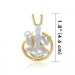 Celtic God Cernunnos in his own right ~ Sterling Silver Jewelry Pendant with 18k gold accent
