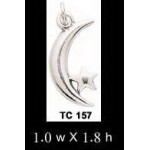 Crescent Moon and Star Silver Charm