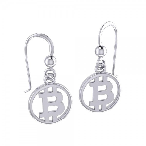 Bitcoin Sterling Silver Small Earrings