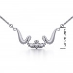 Modern Claddagh Silver Necklace