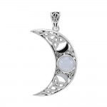Blue Moon Large Silver Pendant with Gem and Enamel