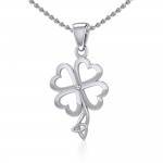 Four Leaf Clover with Trinity Knot Silver Pendant