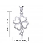 Four Leaf Clover with Trinity Knot Silver Pendant