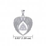 Feel the Tranquil in Angels Wings Silver Pendant with Triquetra