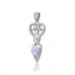 Goddess with Heart Gemstone Silver Pendant