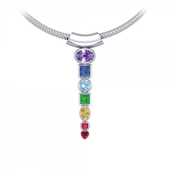 A vital healing ~ Sterling Silver Chakra Pendant with Gemstones